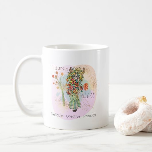 Mug Taurus le Taureau Zodiaque Nom du signe (Avec donut)