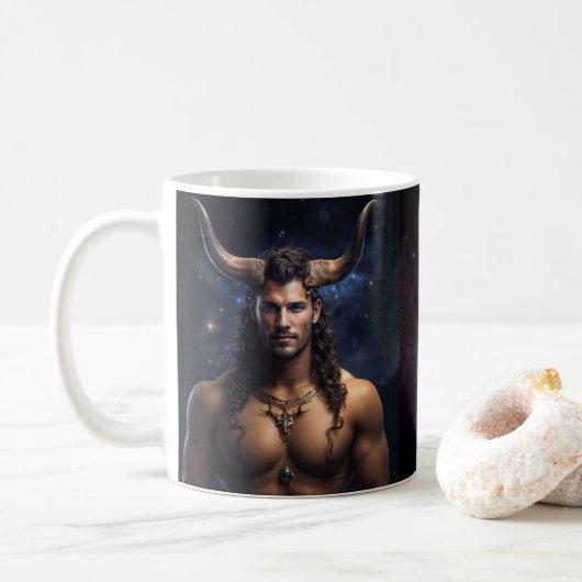 Mug Taurus mâle de café astrologique (Avec donut)