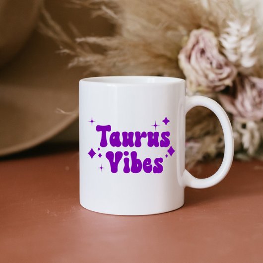 Mug Taurus Vibes Zodiac Astrologie Purple Stars Café