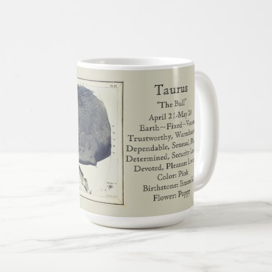 Mug Taurus Zodiac Antique Astronomie Graphique (Devant droit)