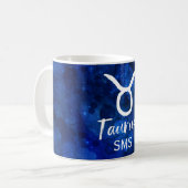 Mug Taurus Zodiac Constellation Blue Galaxy Monogramme (Devant gauche)
