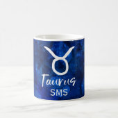 Mug Taurus Zodiac Constellation Blue Galaxy Monogramme (Centre)