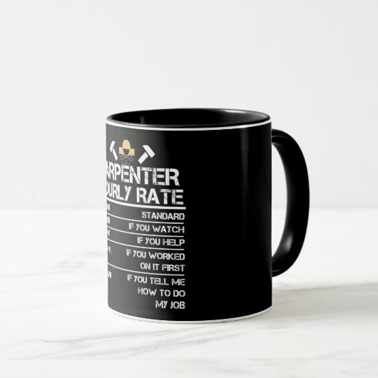 Mug Taux horaire du charpentier (Devant droit)