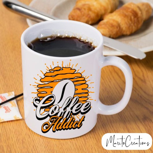 Mug Taza Bicolor para café "coffee addict".