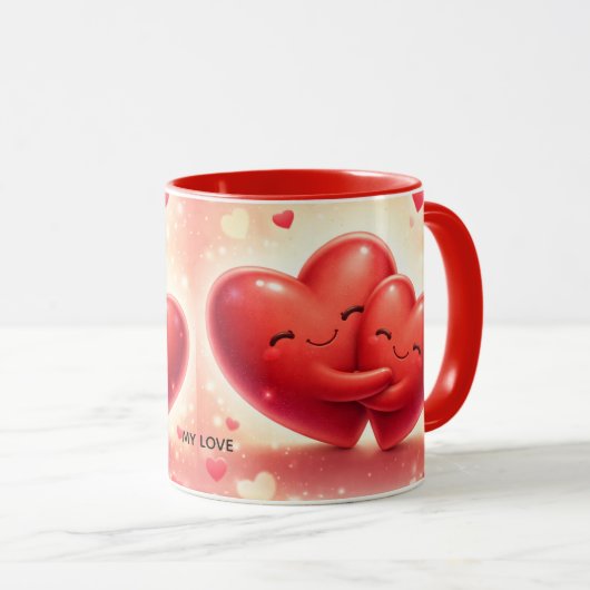 Mug Taza Combo con Diseño de Corazones “My Love” | Reg (Devant droit)