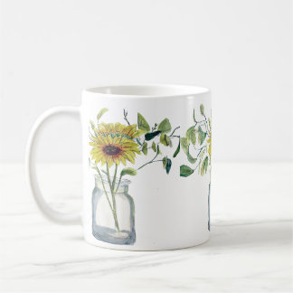 Mug Taza con diseño de florero y margarita