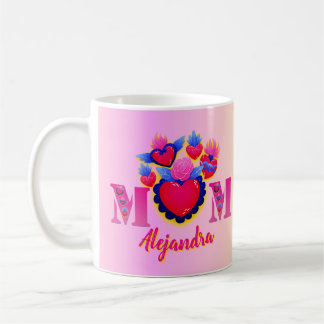 Mug Taza Corazones para Mamá Nombre editable