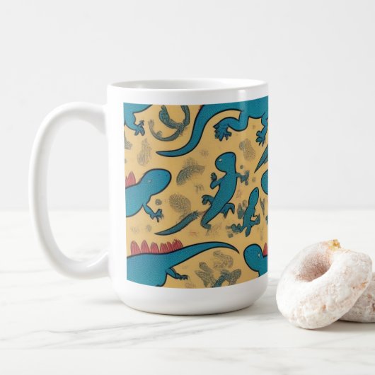 Mug Taza de Café con Diseño de Lagartijas (Avec donut)