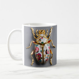 MUG TAZA  DE COLOR BLANCO CON IMPRESION DE ESCARABAJO 