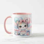 Mug Taza de Cumpleaños con Gatito y Globos  (Gauche)