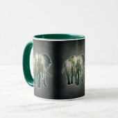 Mug Taza de Elefantes en el bosque. Naturaleza. (Devant gauche)
