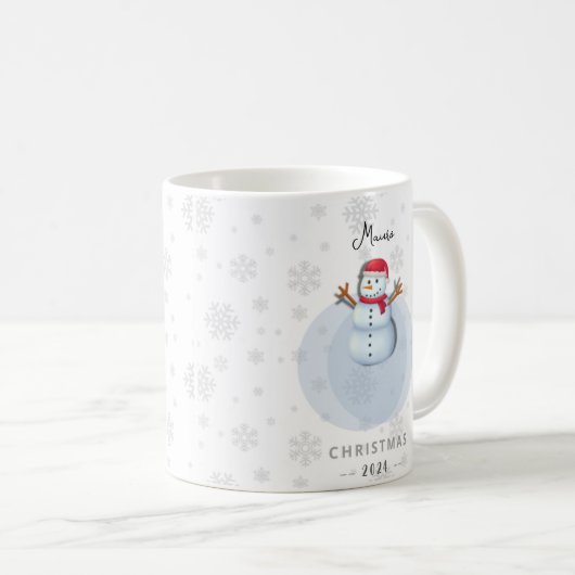 Mug Taza de muñeco de nieve de Navidad personalizada (Devant droit)