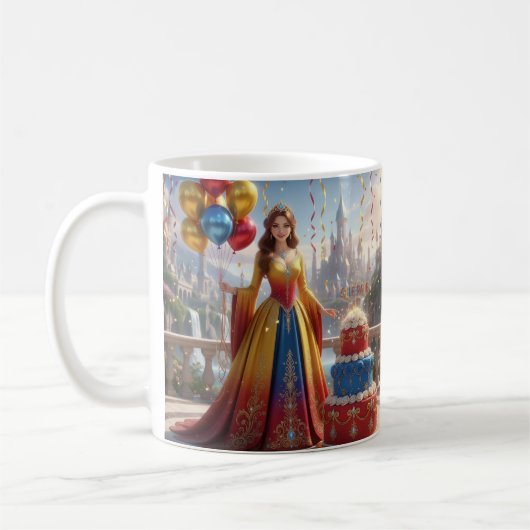 Mug Taza de Princesa – Diseño de Cumpleaños con Pastel (Gauche)