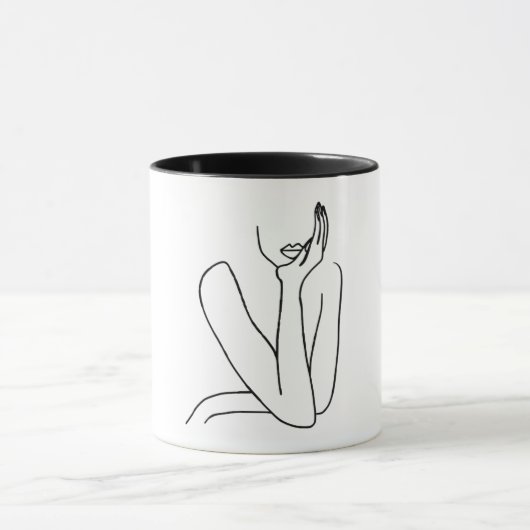 Mug Taza Line Art Mujer – Minimalismo  (Centre)