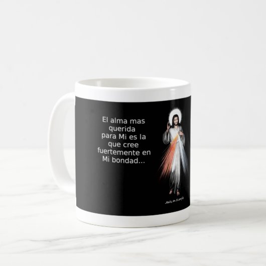 Mug Taza mensaje de Jesus misericordioso (Devant gauche)