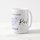 Mug Taza Personalizada de Boda en Tonos Lilas (Devant droit)