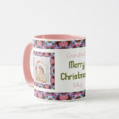 Mug Tea photo de Noël rose de grand-mère sur mesure (Devant gauche)