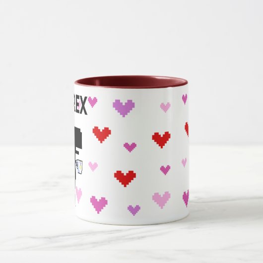 Mug Tea-rex avec coeur de pixel (Centre)