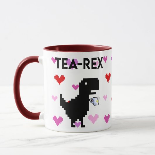 Mug Tea-rex avec coeur de pixel (Gauche)