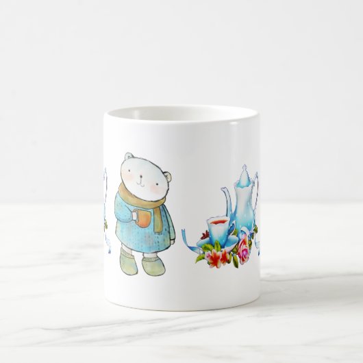 Mug Tea Time Bleu Ours avec Teapot Design (Centre)