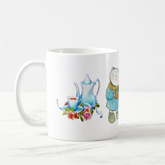 Mug Tea Time Bleu Ours avec Teapot Design (Gauche)