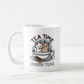 Mug Tea Time Meow Time - Cute Cat and Tea Design (Gauche)