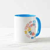Mug "Teach Accept Love Understand" Puzzle Piece Flower (Devant droit)