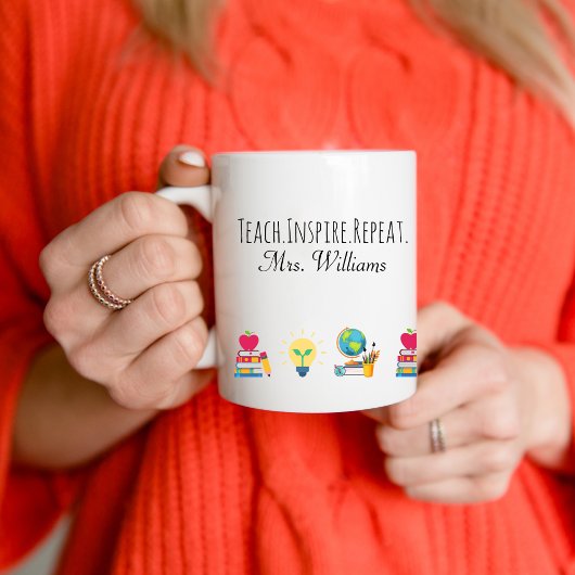 Mug Teacher Appreciation Teach Inspire Repeat Custom