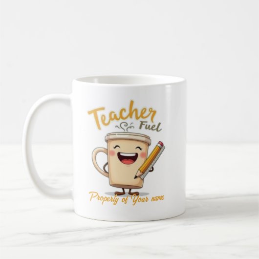 Mug Teacher Carburant Funny Coffee Cup Design (Gauche)