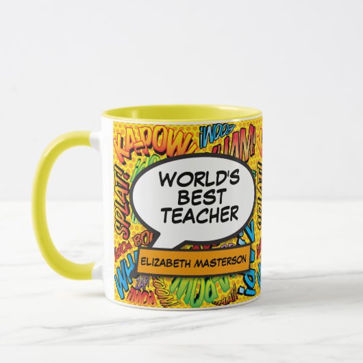 Mug Teacher Fun Retro Comédie Discours Bubble (Gauche)