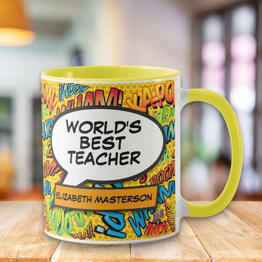 Mug Teacher Fun Retro Comédie Discours Bubble