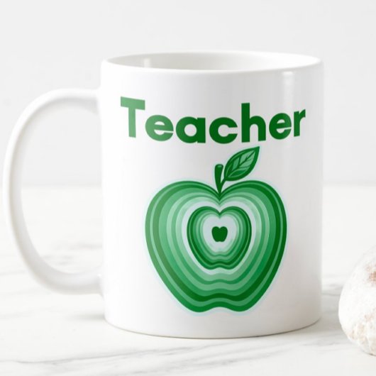 Mug Teacher Green Apple Rings Gift