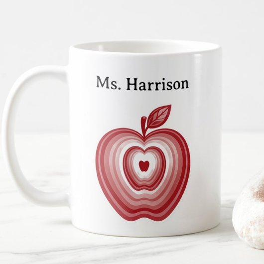 Mug Teacher Professor Custom Name Red Apple Gift