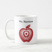 Mug Teacher Professor Custom Name Red Apple Gift (Gauche)