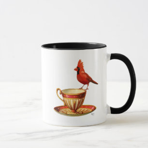 Mug Teacup Et Cardinal Rouge