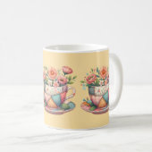 Mug Teacup Patchwork avec Fleurs Whimsical (Devant droit)