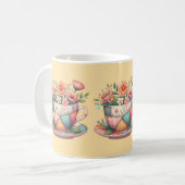 Mug Teacup Patchwork avec Fleurs Whimsical (Devant gauche)