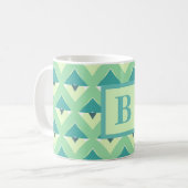 Mug Teal and Blue Geometric Pattern Monogram (Devant gauche)
