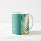Mug Teal and Gold Elegant Christmas Tree with Candles (Devant droit)