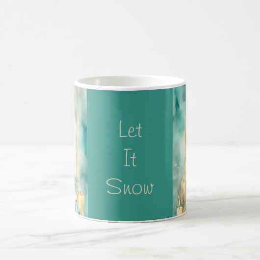Mug Teal and Gold Elegant Christmas Tree with Candles (Centre)