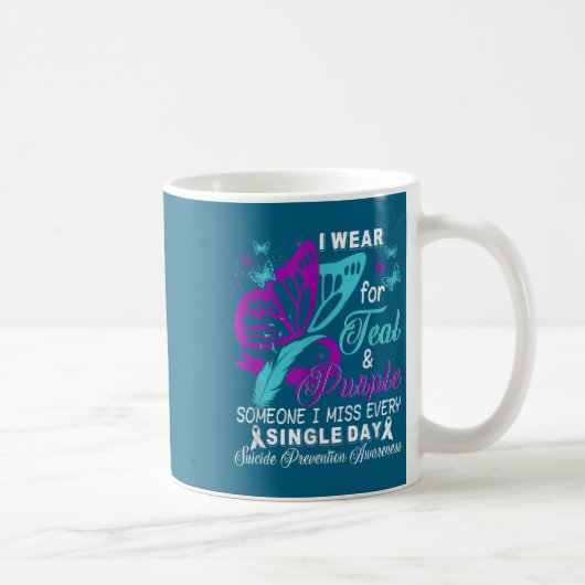 Mug Teal And Purple Ribbon Suicide Prevention Awarenes (Droite)