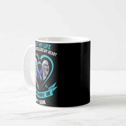Mug Teal And Purple Suicide Awareness Ribbon In Memory (Devant gauche)