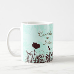 Mug Teal et le brun considèrent les lis citation