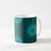 Mug Teal Leaf Mandala Design on Dark Cyan (Devant droit)