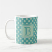 Mug Teal Monogram Polka Dot Pattern (Gauche)