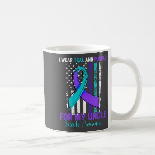 Mug Teal Purple Ribbon Suicide Awareness Flag Uncle  (Droite)