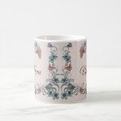 Mug Teal Silver Floral Copper Butterfly Tan Wedding (Centre)