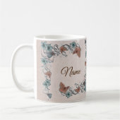 Mug Teal Silver Floral Copper Butterfly Tan Wedding (Gauche)