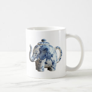 Mug Teapot éléphant en porcelaine bleue