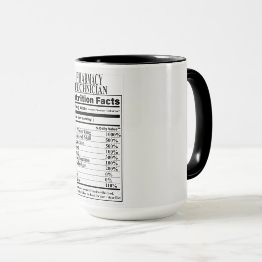 Mug Technicien en pharmacie Valeur nutritive (Devant droit)